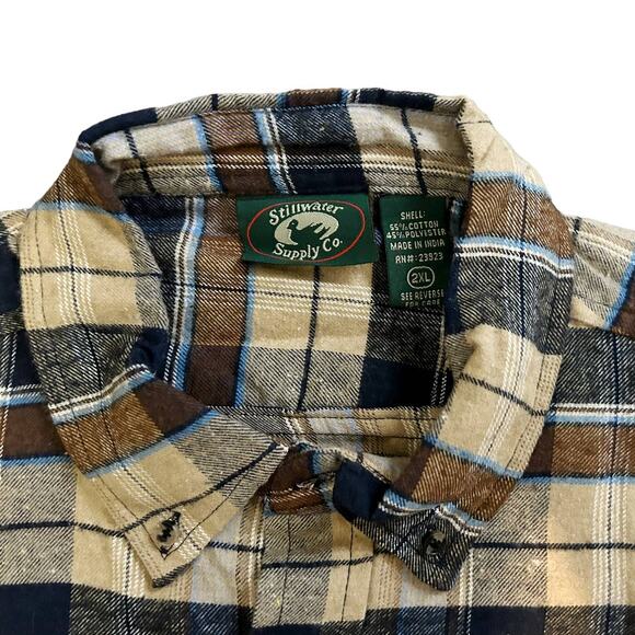 Stillwater Supply Co Brown Blue Plaid Flannel Mens Size XXL NWT - Picture 2 of 7